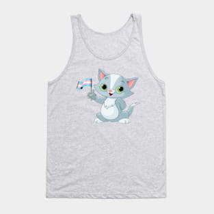 Cat Holding Transgender Flag Tank Top